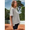 imageDokotoo Oversized T Shirts for Women Crewneck Short Sleeve Casual Summer Tops Lightweight Loose High Low BlouseGrey
