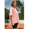 imageDokotoo Oversized T Shirts for Women Crewneck Short Sleeve Casual Summer Tops Lightweight Loose High Low BlousePink