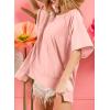 imageDokotoo Oversized T Shirts for Women Crewneck Short Sleeve Casual Summer Tops Lightweight Loose High Low BlousePink