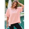 imageDokotoo Oversized T Shirts for Women Crewneck Short Sleeve Casual Summer Tops Lightweight Loose High Low BlousePink