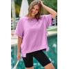 imageDokotoo Oversized T Shirts for Women Crewneck Short Sleeve Casual Summer Tops Lightweight Loose High Low BlousePurple