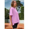 imageDokotoo Oversized T Shirts for Women Crewneck Short Sleeve Casual Summer Tops Lightweight Loose High Low BlousePurple
