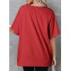 imageDokotoo Oversized T Shirts for Women Crewneck Short Sleeve Casual Summer Tops Lightweight Loose High Low BlouseRed