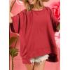 imageDokotoo Oversized T Shirts for Women Crewneck Short Sleeve Casual Summer Tops Lightweight Loose High Low BlouseRed
