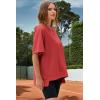 imageDokotoo Oversized T Shirts for Women Crewneck Short Sleeve Casual Summer Tops Lightweight Loose High Low BlouseRed