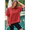 imageDokotoo Oversized T Shirts for Women Crewneck Short Sleeve Casual Summer Tops Lightweight Loose High Low BlouseRed