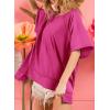 imageDokotoo Oversized T Shirts for Women Crewneck Short Sleeve Casual Summer Tops Lightweight Loose High Low BlouseRose