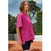imageDokotoo Oversized T Shirts for Women Crewneck Short Sleeve Casual Summer Tops Lightweight Loose High Low BlouseRose
