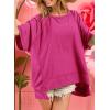 imageDokotoo Oversized T Shirts for Women Crewneck Short Sleeve Casual Summer Tops Lightweight Loose High Low BlouseRose