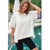 imageDokotoo Oversized T Shirts for Women Crewneck Short Sleeve Casual Summer Tops Lightweight Loose High Low BlouseWhite