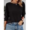 imageDokotoo Womens 2025 Fashion Tops 34 Sleeve TShirts Cute Crewneck Basic Business Tees BlousesA Black