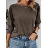 imageDokotoo Womens 2025 Fashion Tops 34 Sleeve TShirts Cute Crewneck Basic Business Tees BlousesA Dark Brown