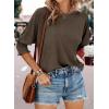 imageDokotoo Womens 2025 Fashion Tops 34 Sleeve TShirts Cute Crewneck Basic Business Tees BlousesA Dark Brown