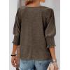 imageDokotoo Womens 2025 Fashion Tops 34 Sleeve TShirts Cute Crewneck Basic Business Tees BlousesA Dark Brown