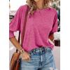 imageDokotoo Womens 2025 Fashion Tops 34 Sleeve TShirts Cute Crewneck Basic Business Tees BlousesA Rose Red