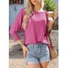 imageDokotoo Womens 2025 Fashion Tops 34 Sleeve TShirts Cute Crewneck Basic Business Tees BlousesA Rose Red