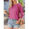imageDokotoo Womens 2025 Fashion Tops 34 Sleeve TShirts Cute Crewneck Basic Business Tees BlousesA Rose Red