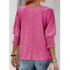 imageDokotoo Womens 2025 Fashion Tops 34 Sleeve TShirts Cute Crewneck Basic Business Tees BlousesA Rose Red