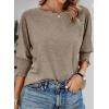 imageDokotoo Womens 2025 Fashion Tops 34 Sleeve TShirts Cute Crewneck Basic Business Tees BlousesA Simply Taupe