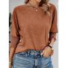 imageDokotoo Womens 2025 Fashion Tops 34 Sleeve TShirts Cute Crewneck Basic Business Tees BlousesCoffee