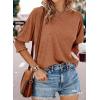 imageDokotoo Womens 2025 Fashion Tops 34 Sleeve TShirts Cute Crewneck Basic Business Tees BlousesCoffee