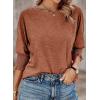 imageDokotoo Womens 2025 Fashion Tops 34 Sleeve TShirts Cute Crewneck Basic Business Tees BlousesCoffee