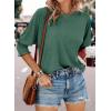 imageDokotoo Womens 2025 Fashion Tops 34 Sleeve TShirts Cute Crewneck Basic Business Tees BlousesEvergreen