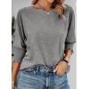 imageDokotoo Womens 2025 Fashion Tops 34 Sleeve TShirts Cute Crewneck Basic Business Tees BlousesGray