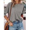 imageDokotoo Womens 2025 Fashion Tops 34 Sleeve TShirts Cute Crewneck Basic Business Tees BlousesGray