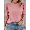 imageDokotoo Womens 2025 Fashion Tops 34 Sleeve TShirts Cute Crewneck Basic Business Tees BlousesLight Pink