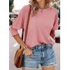 imageDokotoo Womens 2025 Fashion Tops 34 Sleeve TShirts Cute Crewneck Basic Business Tees BlousesLight Pink