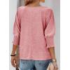 imageDokotoo Womens 2025 Fashion Tops 34 Sleeve TShirts Cute Crewneck Basic Business Tees BlousesLight Pink
