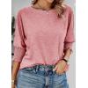 imageDokotoo Womens 2025 Fashion Tops 34 Sleeve TShirts Cute Crewneck Basic Business Tees BlousesLight Pink