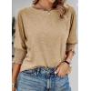 imageDokotoo Womens 2025 Fashion Tops 34 Sleeve TShirts Cute Crewneck Basic Business Tees BlousesParchment