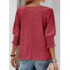 imageDokotoo Womens 2025 Fashion Tops 34 Sleeve TShirts Cute Crewneck Basic Business Tees BlousesRacing Red