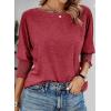 imageDokotoo Womens 2025 Fashion Tops 34 Sleeve TShirts Cute Crewneck Basic Business Tees BlousesRacing Red