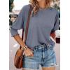 imageDokotoo Womens 2025 Fashion Tops 34 Sleeve TShirts Cute Crewneck Basic Business Tees BlousesReal Teal
