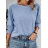 imageDokotoo Womens 2025 Fashion Tops 34 Sleeve TShirts Cute Crewneck Basic Business Tees BlousesSky Blue