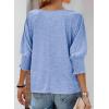 imageDokotoo Womens 2025 Fashion Tops 34 Sleeve TShirts Cute Crewneck Basic Business Tees BlousesSky Blue