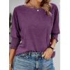 imageDokotoo Womens 2025 Fashion Tops 34 Sleeve TShirts Cute Crewneck Basic Business Tees BlousesTillandsia Purple