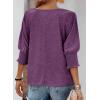 imageDokotoo Womens 2025 Fashion Tops 34 Sleeve TShirts Cute Crewneck Basic Business Tees BlousesTillandsia Purple