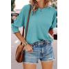 imageDokotoo Womens 2025 Fashion Tops 34 Sleeve TShirts Cute Crewneck Basic Business Tees BlousesTurquoise