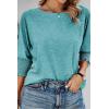 imageDokotoo Womens 2025 Fashion Tops 34 Sleeve TShirts Cute Crewneck Basic Business Tees BlousesTurquoise