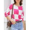imageDokotoo Womens 2025 Fashion Tops 34 Sleeve TShirts Cute Crewneck Basic Business Tees BlousesW Rose Red