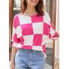 imageDokotoo Womens 2025 Fashion Tops 34 Sleeve TShirts Cute Crewneck Basic Business Tees BlousesW Rose Red