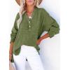 imageDokotoo Womens Casual Button V Neck Long Sleeve Shirts Oversized Solid Blouses TopsDark Green