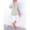 imageDokotoo Womens Casual Button V Neck Long Sleeve Shirts Oversized Solid Blouses TopsGray