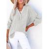 imageDokotoo Womens Casual Button V Neck Long Sleeve Shirts Oversized Solid Blouses TopsGray