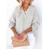 imageDokotoo Womens Casual Button V Neck Long Sleeve Shirts Oversized Solid Blouses TopsGray