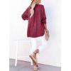 imageDokotoo Womens Casual Button V Neck Long Sleeve Shirts Oversized Solid Blouses TopsRed